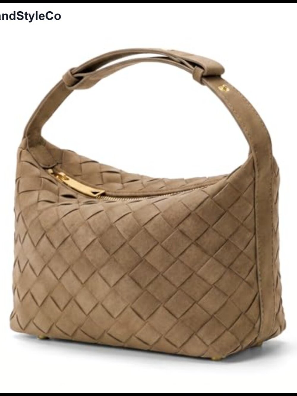 Faux Suede Woven Hobo Shoulder Bag Vegan Leather Women